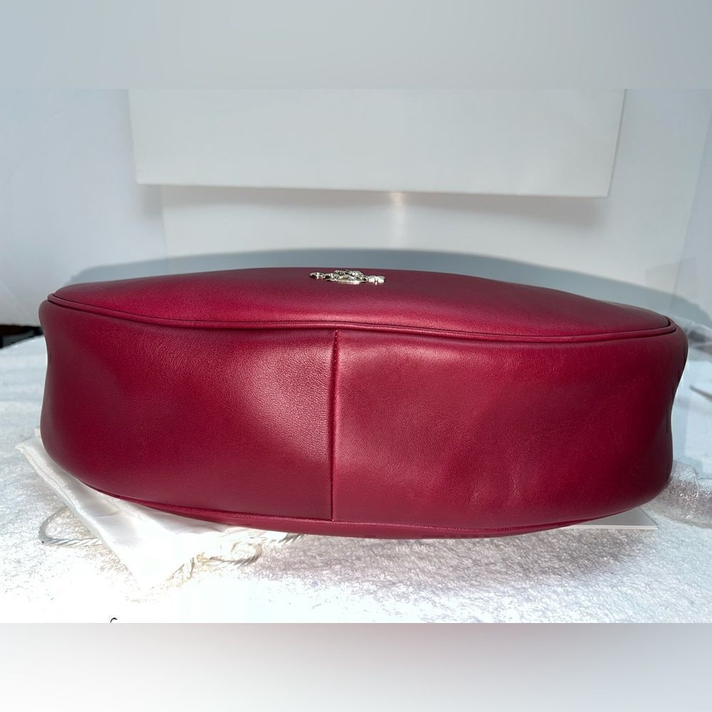 🔥🎁NWT! Coach NOMAD Burnished Leather Hobo Handbag Black Cherry Msrp:$495.00 - Picture 7 of 13